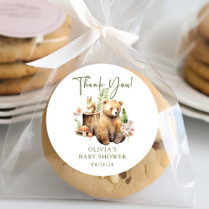 Sticker Rond Réjouissance de la Nature Ours Baby Shower