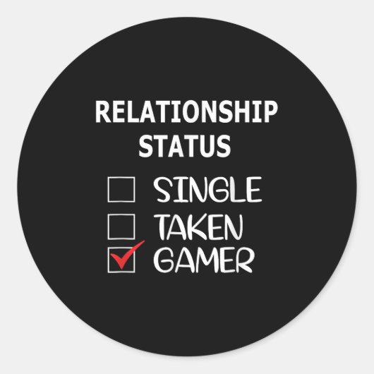 Sticker Rond Relationship Status Single Taken Gamer (Devant)