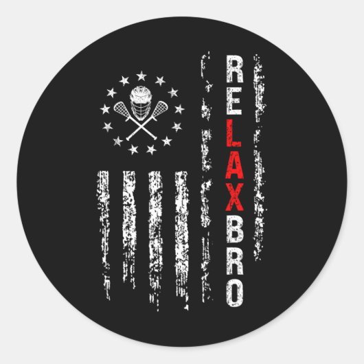 Sticker Rond Relax Bro Lacrosse Drôle Sticks Lacrosse La (Devant)