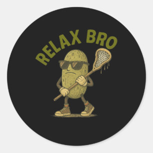 Sticker Rond Relax Bro Lacrosse Vintage Pickle Lax Lover Amusan
