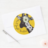 Sticker Rond Relax - Girafe drôle funky jaune (Enveloppe)