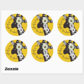 Sticker Rond Relax - Girafe drôle funky jaune (Feuille)