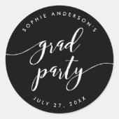 Sticker Rond Relax Script Grad Party Modifiable Couleur (Devant)