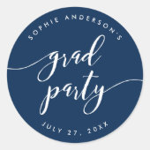 Sticker Rond Relax Script Grad Party Modifiable Couleur (Devant)