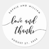 Sticker Rond Relax Script Love and Thanks Mariage (Devant)