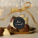 Sticker Rond Relax Script Love is Sweet Editable Color Mariage<br><div class="desc">Un autocollant de faveur de mariage avec les mots "l'amour est doux" dans un script de relaxation cursive en blanc contre une couleur arrière - plan modifiable (cliquez sur personnaliser pour accéder). Personnalisez-le en remplaçant le texte de l'espace réservé. Pour plus d'options comme changer la police et sa taille/couleur, développer...</div>