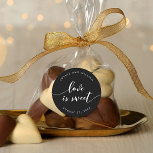 Sticker Rond Relax Script Love is Sweet Editable Color Mariage