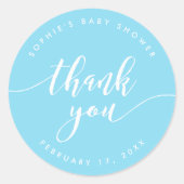 Sticker Rond Relax Script Merci Pastel Blue (Devant)