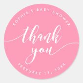 Sticker Rond Relax Script Merci Pastel Pink (Devant)