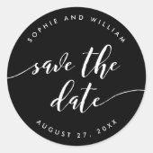 Sticker Rond Relax Script Sauvegarder la Date Éditable Couleur (Devant)