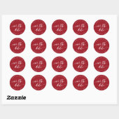 Sticker Rond Relax Script Sauvegarder la Date Modifiable Couleu (Feuille)