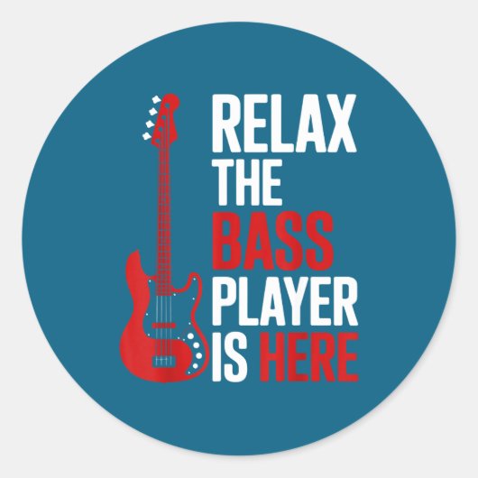 Sticker Rond Relax The B Player Is Here Retro Guitar Musician F (Devant)