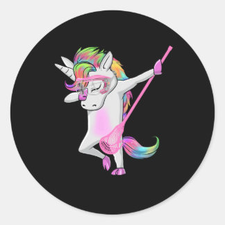 Sticker Rond Relax Unicorne Dab Jeune crosse Tee - shirt Lacros