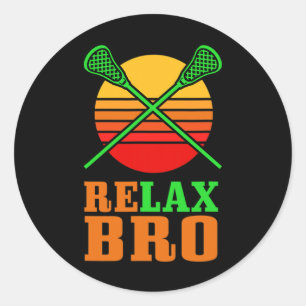 Sticker Rond Relaxe Bro Vintage Lacrosse T Shirt Don American