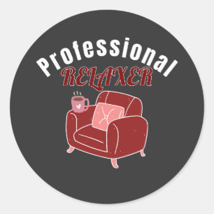 Sticker Rond Relaxeur Professionnel Design de Relaxation Drôle