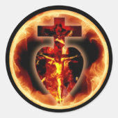 Sticker Rond Religieux catholique Jésus Crucifix Sainte Trinité (Devant)