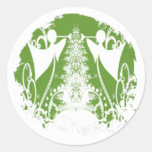 Sticker Rond Religieux Vert et Blanc Angel chrétien (Devant)