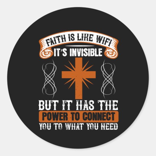 Sticker Rond Religion - La Foi Est Invisible Comme WIFI (Devant)