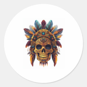 Sticker Rond Relique crâne aztèque
