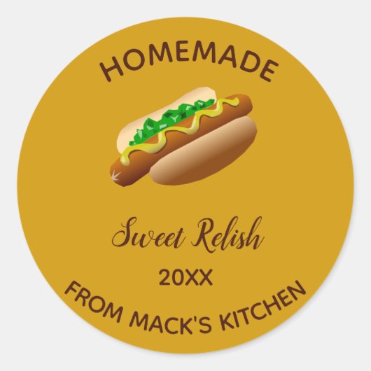 Sticker Rond Relish doux fait maison modifiable (Devant)