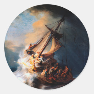 Sticker Rond Rembrandt - La tempête de la mer de Galilée