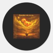Sticker Rond Remember Who You Are Funny Evolution Meme Chicken  (Devant)
