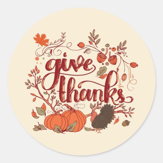 Sticker Rond Remercie la récolte d'automne, Turquie Thanksgivin (Devant)