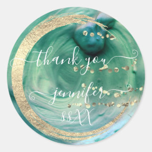 Sticker Rond Remerciement 16e anniversaire Or Save The Date Ver