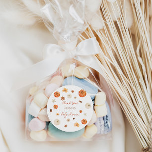 Sticker Rond Remerciement Baby Shower automne citrouille