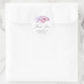 Sticker Rond Remerciement botanique floral violet et rose pouss (Sac)