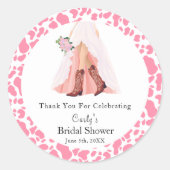 Sticker Rond Remerciement Bottes de Cowboy & Robe de Mariée Sal (Devant)