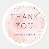 Sticker Rond Remerciement Cercle Aquarelle Rose (Devant)