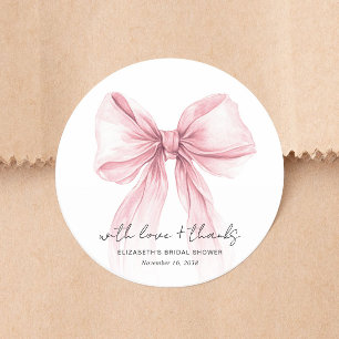 Sticker Rond Remerciement Chic pour Baby Shower Rose à l'aquare