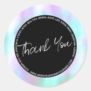 Sticker Rond Remerciement d'affaires de script abstrait pastel 