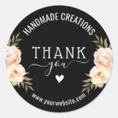 Sticker Rond Remerciement d'affaires élégant floral fait main (Devant)