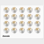 Sticker Rond Remerciement de baby shower de mariage ballons or (Feuille)