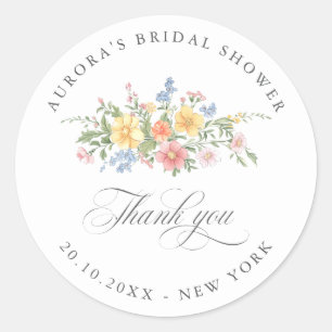 Sticker Rond Remerciement de baby shower de mariage orné de pas