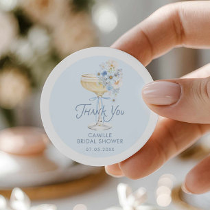 Sticker Rond Remerciement de Baby Shower Mariage Amour en Fleur