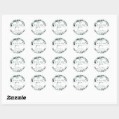 Sticker Rond Remerciement de Baby Shower Mariage Aquarelle Euca (Feuille)
