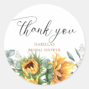 Sticker Rond Remerciement de Baby Shower Thème Tournesol
