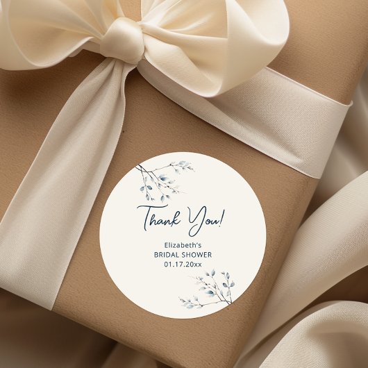 Sticker Rond Remerciement de botanique florale bleue d'hiver