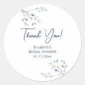 Sticker Rond Remerciement de botanique florale bleue d'hiver (Devant)