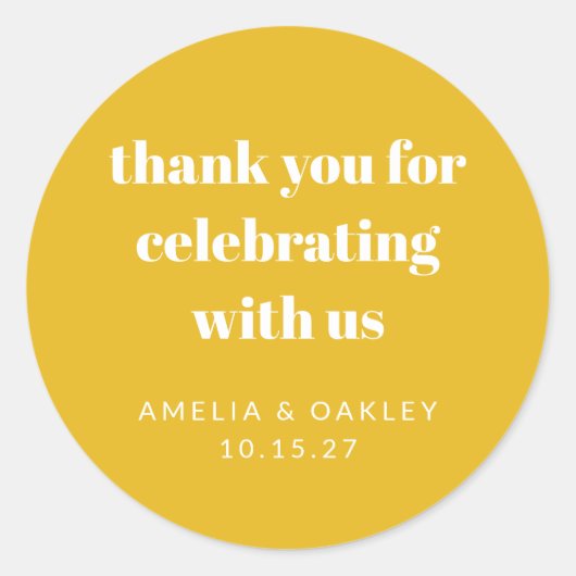 Sticker Rond Remerciement de douche de couples jaune personnali (Devant)