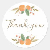 Sticker Rond Remerciement de Fête de Fiançailles Floral Citron (Devant)