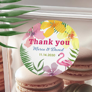 Sticker Rond Remerciement de Fête de Fiançailles Luau
