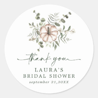 Sticker Rond Remerciement de Fête de Mariage Champêtre Élégant