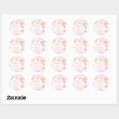 Sticker Rond Remerciement de Fête de Mariage Rose Doré Floral (Feuille)