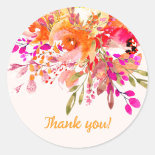 Sticker Rond Remerciement de fête romantique florale lumineuse