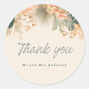 Sticker Rond Remerciement de mariage aux feuilles de palmier tr