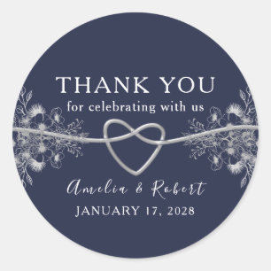 Sticker Rond Remerciement de mariage bleu marine